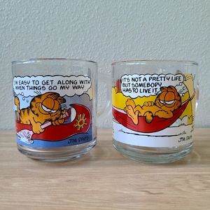 Vtg 1978 Garfield Characters McDonalds Jim Davis Glass Drinking Mug Set of 2